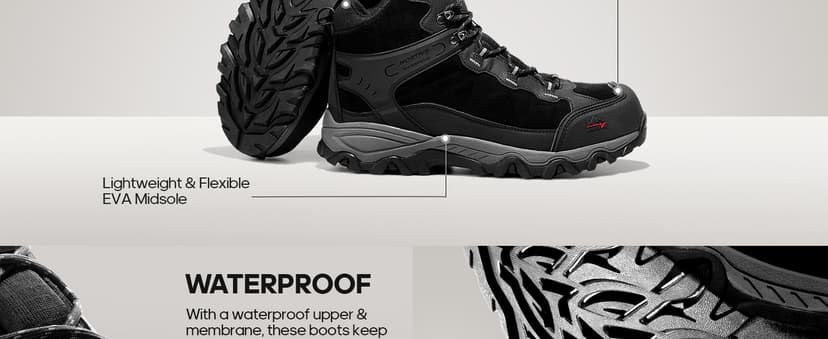 NORTIV 8 Men's Waterproof Hiking Boots Outdoor Mid Trekking Lightweight Mountaineering Shoes Paladin