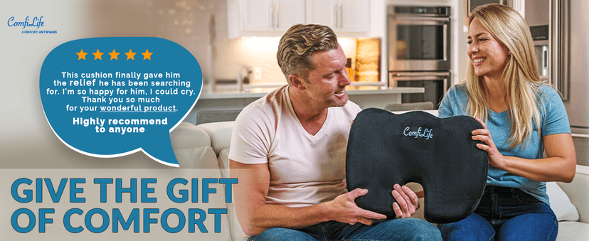 ComfiLife Premium Gel & Memory Foam Seat Cushion – Doctor Recommended Office Chair Cushion, Car Seat Cushion – Chair Cushions for Back & Sciatica Pain Relief – Seat Cushions for Office & Desk (Black)