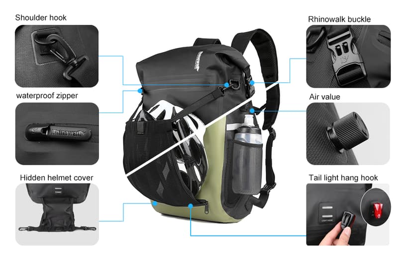 Rhinowalk Bike Pannier Bag Waterproof 22L Bicycle Rear Rack Trunk Bag for Cycling Bicycling Traveling Riding