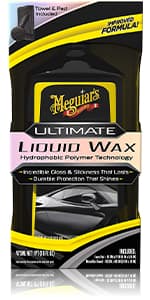 Meguiar's Ultimate Liquid Wax, Improved Liquid Car Wax Formula for Durable Protection that Shines, Premium Towel and Applicator Pad Car Accessories Included, 16 Oz Bottle
