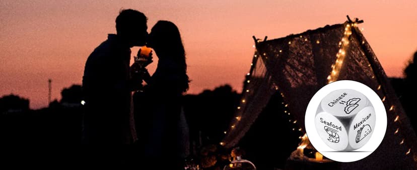 Anniversary Steel Gifts for Him Her Date Night Dice Gift for Boyfriend Girlfriend Wife Husband Couple Women Men Food Dice Decider Sweetest Day Birthday Wedding Valentines Christmas White Elephant