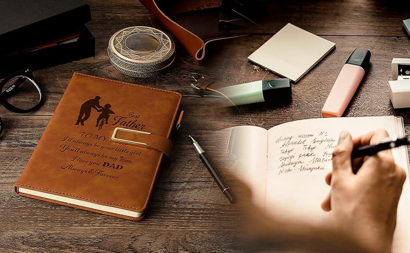 kullder Leather Journal Gift for Men Custom Notebook for Husband Personalized Journal A5 Travel Diary Vintage Leather Sketchbook Anniversary Christmas for Husband Perfect Gifts Box Set with Pen