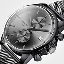 GOLDEN HOUR Mens Watch Fashion Sleek Minimalist Quartz Analog Mesh Stainless Steel Waterproof Chronograph Watches for Men with Auto Date