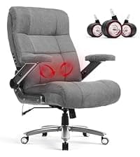500LBS Massage Office Chair with Foot Rest, 3D Kneading Massage Home Office Desk Chairs, 22.83” Wide Big and Tall Office Chair for Heavy People, Ergonomic Reclining Gaming Chairs, Black