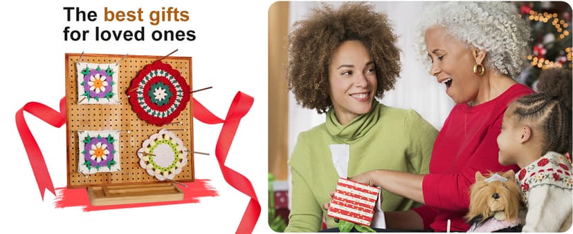 HHSarioneiro 11.8" Crochet Blocking Board with 16 Pins/Pegs, Granny Square Blocking Boards for Crochet Projects, Wooden Crocheting Accessories Gifts for Crocheters