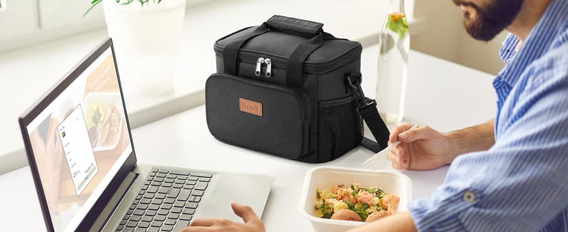 Lifewit Medium Lunch Bag Insulated Lunch Box Soft Cooler Cooling Tote for Adult Men Women, Black 12-Can (9L)