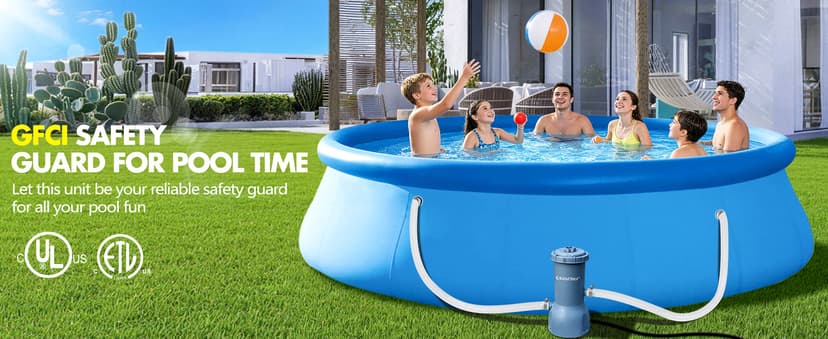 KimFilter Pro Series 1000 GPH Above Ground Pool Filter Pump, Powerful Pool Cartridge Filter Pump, Water Circulation and Filtration System -Improved Water Clean & Clarity, Pools Pumps Above Ground-Gray