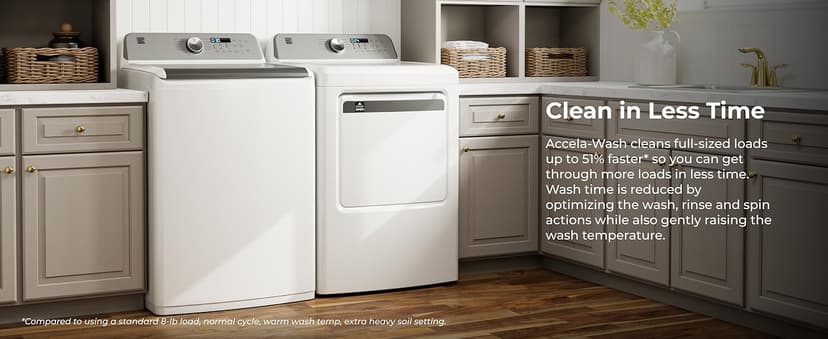 Kenmore 4.5 cu. ft. Top Load Washer with Triple Action Impeller for Tough Dirt & Stains - Reduce Laundry Time with Accela Wash & Express Wash - LED - White