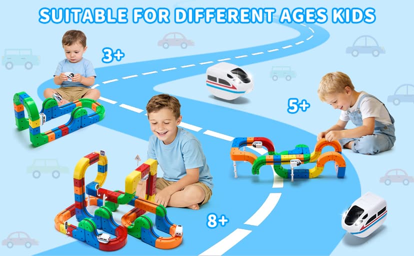 Electric Train Set for Kids, 81 Pcs Building Toy Train Track Gravity-Defying 3D Embedded Layouts & Motorized Car,STEM Gifts for Boys and Girls Ages 4-6 5-7 6-8