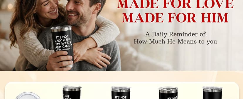 Gifts for Husband Christmas, Anniversary Birthday Gifts for Him Husband, Mens Gift Ideas, Stainless Steel, Lid Included Christmas Birthday Gift for Husband from Wife, 20 oz Tumbler for Men B0DPG6PKK7