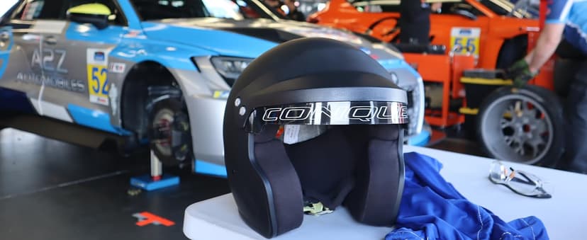 Conquer Snell SA2025 Approved Open Face Auto Racing Race Car Helmet - Adult | Men | Women | Youth - ( Black / White / Silver )