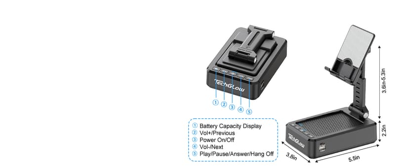 TechGlow Foldable Cellphone Stand with Bluetooth Speaker and Power Bank Birthday Gifts for Men Women Mother Father Boy Girl Teens Cool Tech Gadgets