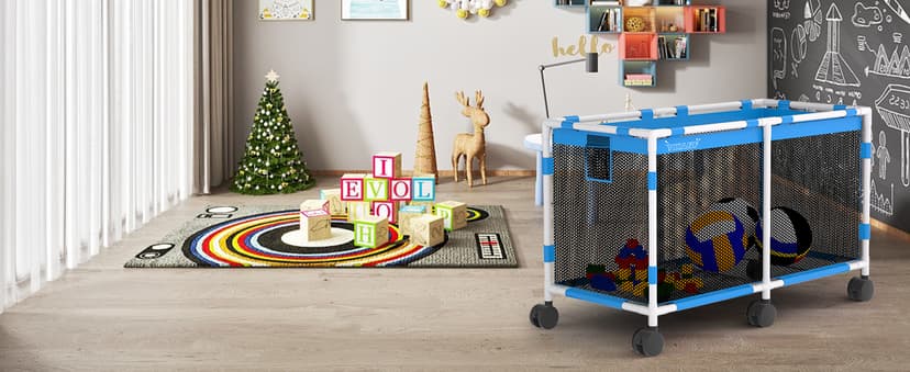 Pool Storage Bin - 235 Gallon 69" L Extra Large Pool Float Storage Organizer with Heavy Duty Tear & Sunlight Resistant Nylon Mesh, 360° Rolling Pool cart for Noodles,Toys,Floats,Balls