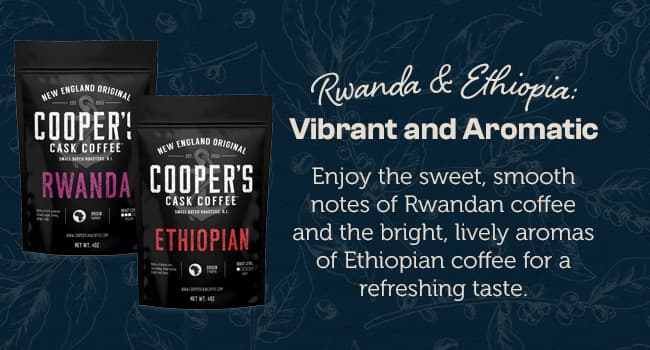 Gourmet Coffee Sampler Gift Box Set, Roasted Coffee Ground, Sumatra Dark, Kenya AA Medium-Dark, Rwanda Medium, Natural Ethiopian Light, Ground, 4 Bags, 16 oz Total