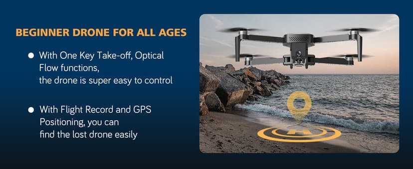 Drones with Camera for Adults 4K - GPS Drone with Auto Return, Brushless Motor, Foldable Mini RC Quadcopter for Kids Beginners with FPV Live Video, Follow Me, 2 Batteries Long Flight Time Under 249g