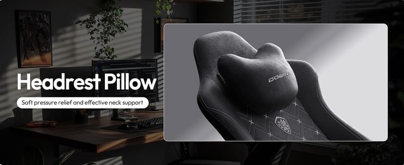 Dowinx Gaming Chair with Heated Massage Lumbar Support,Big and Tall Fabric Gaming Chairs for Adults with Footrest, Ergonomic Computer Game Chair with Poket Spring Cushions, 350lbs, Black