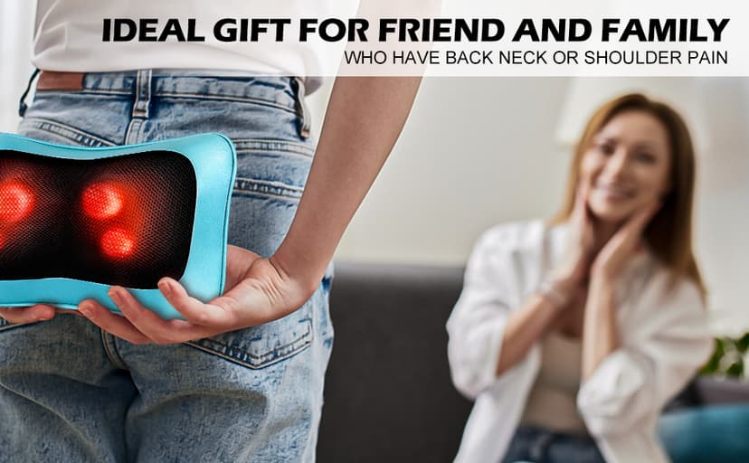 Mo Cuishle Electric Shiatsu Back Massager with Heat - Powerful 3D Kneading for Neck, Shoulder, Lower Back Pain Relief - Ergonomic Design for Home, Office, & Car - Gifts for Women, Men, Mom & Dad