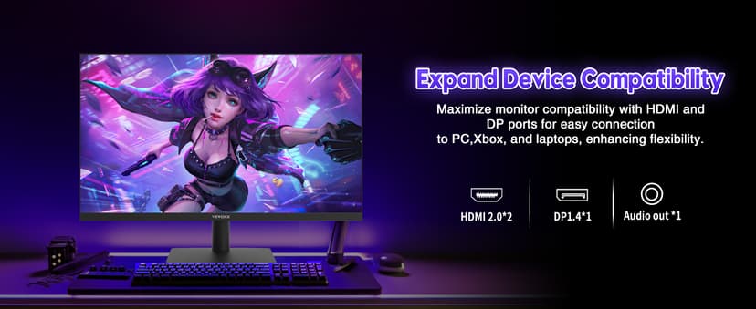 Viewedge 24 Inch Gaming Monitor with 240Hz, VA 1ms, FHD 1080p and HDR 10 PC Computer Monitor with 110% sRGB, Bluelight Filter, 2 HDMI & 1 DP Port, Support Adaptive Sync and Wall Mounted
