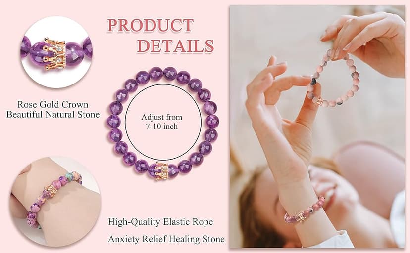 JoycuFF Woman Birthday Gifts Idea Friendship Gifts For Women Best Friends Besties Aunt Female Mom Daughter Granddaughter Gf Anniversary Christmas Graduation Healing Stone Crown Gifts For Her