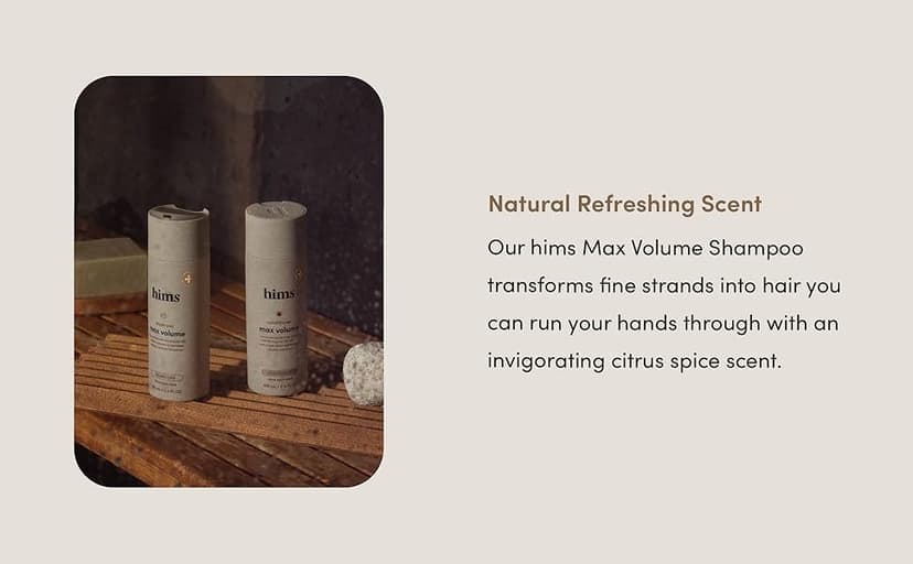 hims Max Volume Shampoo, 2 Pack - Volumizing Natural Shampoo for Men with Biotin - Adds Volume, Shine & Bounce - Citrus Spice - 2 x 6.4 fl oz