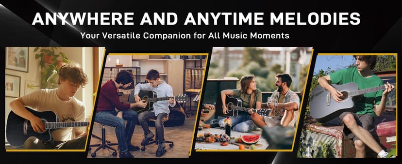 Ktaxon Full-Size Acoustic Electric Guitar with Amp, 41 Inch Basswood Body Guitars Kit for Beginner & Intermediate W/Bag, Strap, and Capo All Accessories Included (Black)