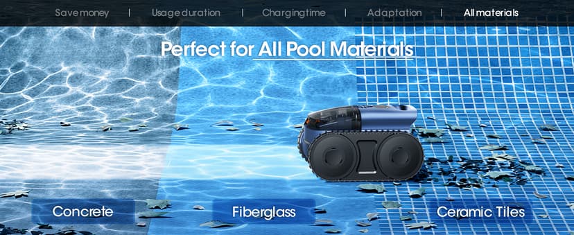 Cordless Robotic Pool Vacuum with Smarter Navigation & Track Drive, Dual 180W Brushless Motors, Wall & Waterline Climbing, 150-Min Runtime, for Inground & Above-Ground Pools up to 2,150 Sq. Ft.
