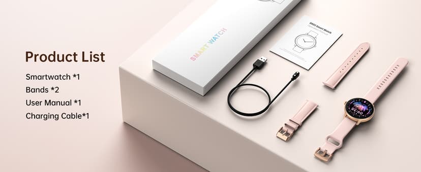 Smart Watch for Women, 1.27" AMOLED Screen Smartwatch with Answer/Make Call for iPhone/Android/Samsung, Fitness Tracker with 120+ Sport Modes, Heart Rate/Sleep/Health Monitor, IP68 Waterproof, 2 Bands