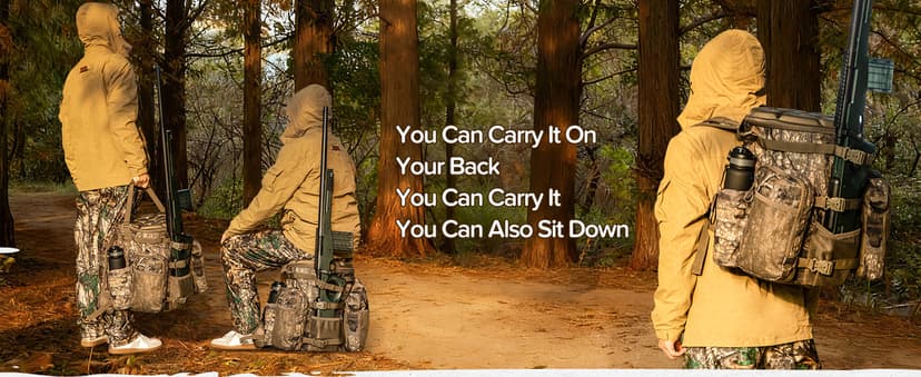 BLISSWILL Hunting Bucket Backpack with Seat Suitable for 5-gallon Seat,Dove Hunting Accessories,Daypack for Rifle Bow Gun(Not including Bucket and Lid)