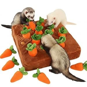 Ferret Foraging Toys Novelty Carrot Snuffle Mat Interactive Pet Treat Enrichment Toys for Small Animals Bunny Rabbit Chinchilla Guinea Pig Hamster (12Carrot)