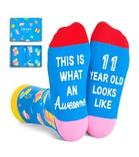 HAPPYPOP Birthday Gifts Ideas for Boys - Socks for Kids Girls Age 5-12 with Greeting Card