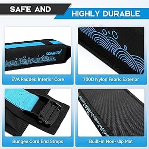 Universal Car Soft Roof Rack,Roof Pads Luggage Carrier for Kayak, Surfboard SUP, Canoe Include Storage Bag, 2 Quick Loop Strap, 2 Tie Down Rope, and 2 Heavy Duty Tie Down Straps
