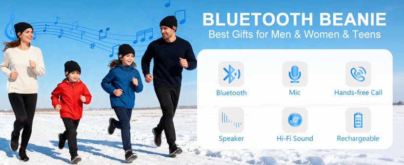 Bluetooth Beanie Hat,Unique Christmas Tech Gifts for Boyfriend Husband Him Men Women Teen Boys Girls Teenage Coworker Stocking Stuffers Secret Santa Best Friend Birthday Gifts B07FVK8KWW