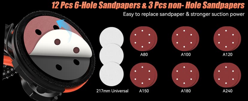 1000W Drywall Sander, Electric Drywall Sander, Popcorn Ceiling Removal Tool with Vacuum Dust Collection, 6 Variable Speed, Foldable Telescopic Handle