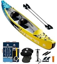 Inflatable Kayak Fishing Kayak for Adults Portable Touring Kayak Canoe with Wheeled Backpack, Seats, Pump and Paddles, Full Drop Stitch Construction