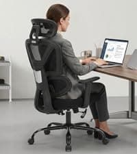 Big and Tall Ergonomic Office Chair, Executive Office Chair with Flip-up Arms, PU Leather Computer Desk Chair, Adjustable Lumbar Support Heavy Duty Space Saving Swivel Chair
