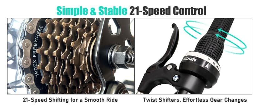 24/26 Inch Mountain Bike for Women & Girls, Twist Shifter, Dual Disc Brakes, Lockout Fork, 2.35" All Terrain Tires, Low Step Steel Frame, 85% Pre-Assembled