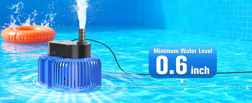 Pool Cover Pump above Ground, Submersible Water Sump Pump Swimming Water Removal Pumps,Submersible Pump for Pool Draining,Pool Pump 16FT Drainage Hose,25 FT Extra Long Power Cord, 850 GPH,4 Adapters