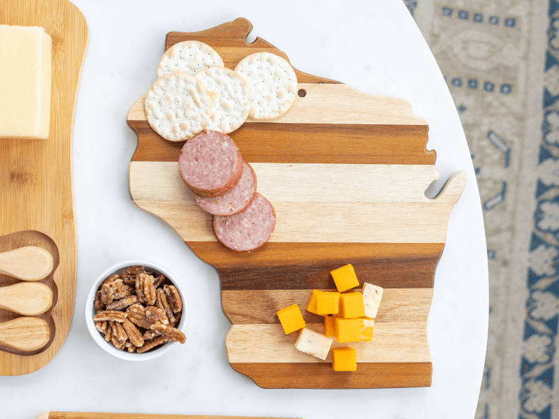 Wisconsin Cheese Company - Specialty 100% Wisconsin Cheese Block Assortment Sampler - (Pack of 7 Blocks) Cheddar, Pepper Jack, Swiss, Gouda, Salami, Smoked Cheddar & Tomato Basil | Locally Sourced | Perfect for Parties, Charcuterie Boards and Birthday Gifts | Great Birthday Gift for Cheese Lovers