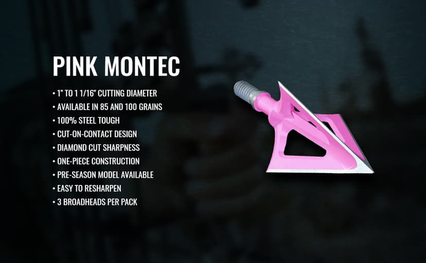 G5 Montec Fixed 3-Blade Broadheads | 3-Pack | 85/100/125 Grains | Razor Sharp 1-Piece Construction | Screw in | Compound & Recurve Compatible