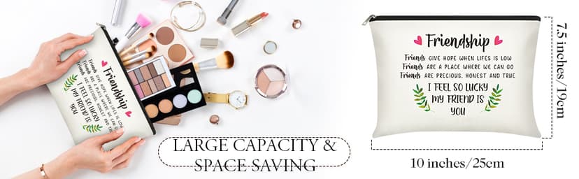 Frienda 3 Pcs Good Friend Gifts Cosmetic Bag for Women Friendship Makeup Bag Travel Cases for Birthday Graduation Moving Away Christmas Bestie Soul Sister(Trend Style)