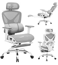 Freepub Ergonomic Mesh Office Chair, Home Desk Chair with Adjustable Lumbar Support, 3D Headrest and Armrests, Reclining Big and Tall High Back Computer Gaming Chair for Man Women, 350lbs, Black