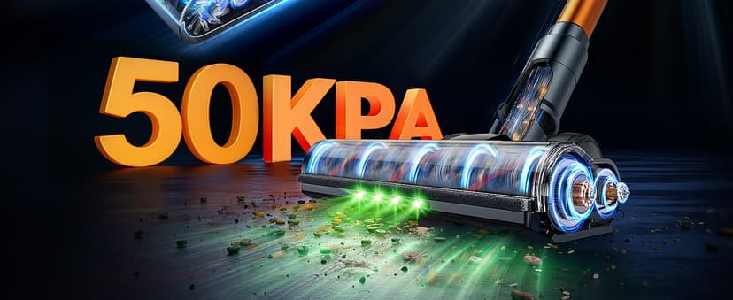 Cordless Vacuum Cleaner, 600W 50KPA 65Mins Vacuum Cleaners for Home, Upgraded Stick Vacuum with 3.3Ft Extendable Hose, LED Touch Screen & Wall Charging Station for Hard Floor Carpet Car Pet