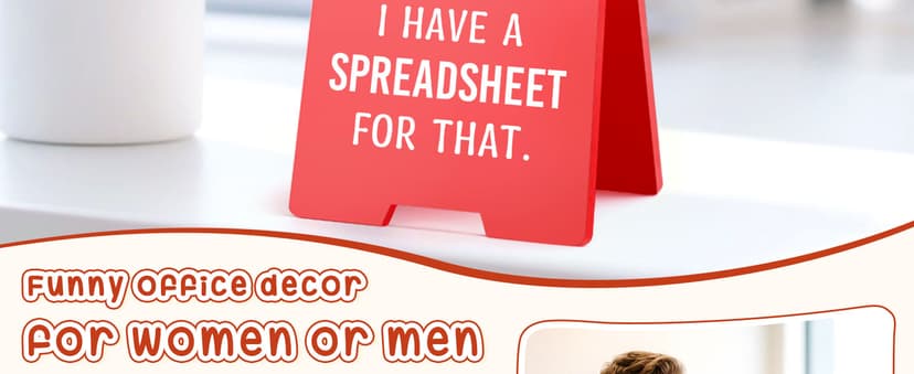Funny Office Desk Accessories for Work, Office Decor for Women Men, Bosses Day Gifts, Gag Gifts for Coworkers Colleague Boss Lady, Relax I Have A Spreadsheet for That Cubicle Decor Desk Red Sign