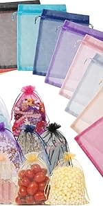 Hopttreely 100PCS Premium Sheer Organza Bags, White Wedding Favor Bags, 4x4.72 Jewelry Gift Bags for Party, Jewelry, Christmas, Festival, Bathroom Soaps, Makeup Organza, Wrapping Supplie