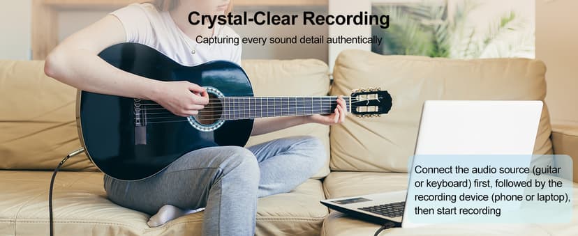 J&D USB C to 6.35 mm 1/4 inch TS Guitar Audio Cable, Audio Recording, Bass, Electronic Piano Microphone Cord Compatible with iPhone 16/17 Series, Galaxy S24/S25, 10 Feet