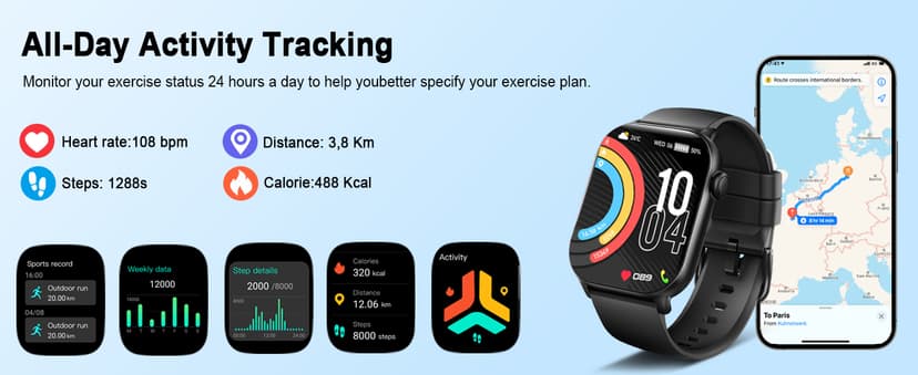 Smart Watch for Men Women(Answer/Make Calls), 1.95"HD 2025 New Smartwatches with Heart Rate/Sleep Monitor/Pedometer, Fitness Tracker 113+ Sport Mode IP68 Waterproof Running Watch for Android iOS