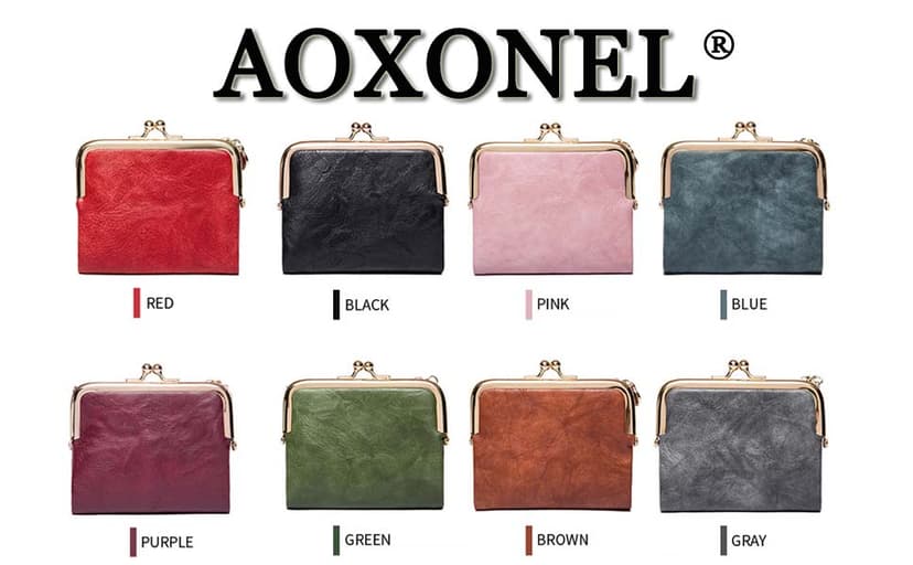 AOXONEL Womens Wallet Small Rfid Ladies Compact Bifold Leather Vintage Coin Purse With Zipper and Kiss Lock