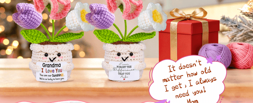 Gifts for Mom from Daughter Son, Mom Birthday Gifts, Gift for Moms Mother in Law Step Mama Mommy, Mother's Day Birthday I Love You Present for Moms, Cute Handmade Crochet Positive 3 Flowers Doll B0GCD9J6NC