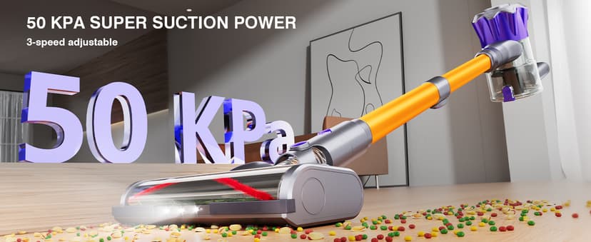 Cordless Vacuum Cleaner, 580W 50Kpa Powerful Stick Vacuum, Up to 70Mins Rechargeable Battery, Vacuum Cleaners for Home Anti-Tangled Lightweight Handheld for Hardwood Floor, Carpets, Pet Hair
