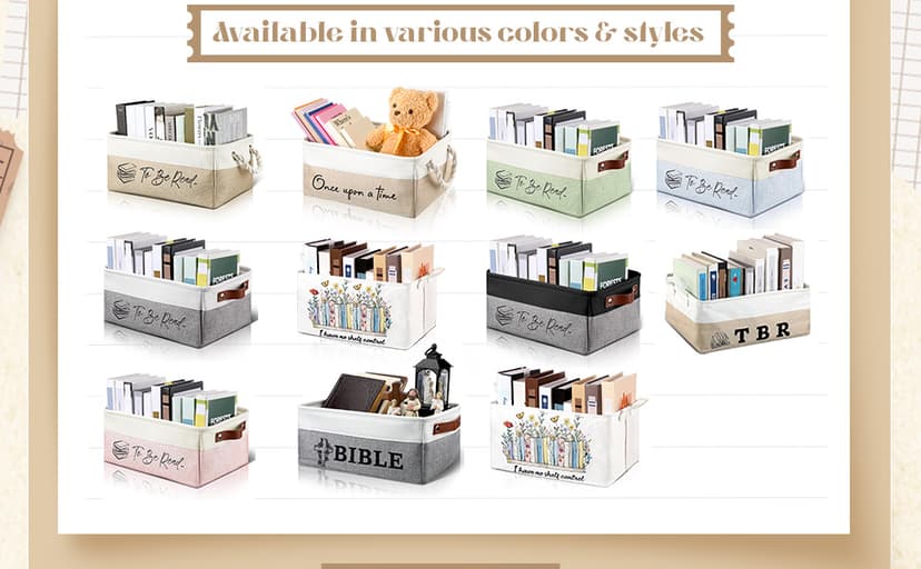 Gift for Book Club Members, To Be Read Organizer, Linen Canvas Bin with Handles for Reading Accessories Bookworm Decor Marsui 1 Pcs TBR Basket Book Lover Gifts for Women Book Storage Bin Bookish B0DSPS3KRY